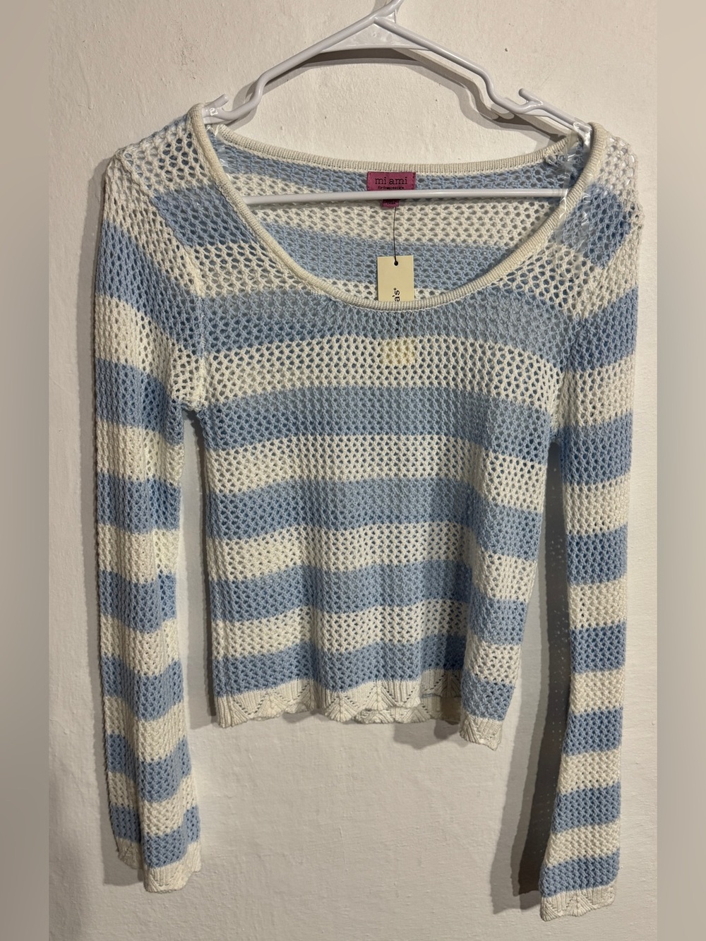 New! Francesca’s Mabel Striped Pullover Sweater blue XS - Picture 3 of 7